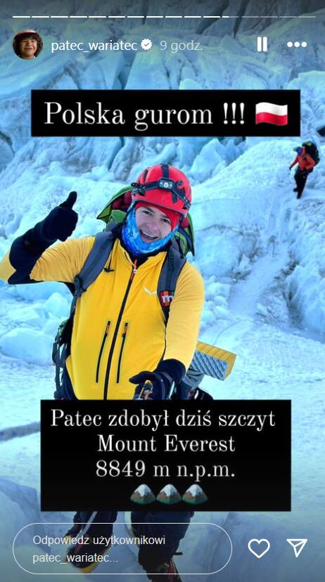Jakub Patecki zdobył Mount Everest.