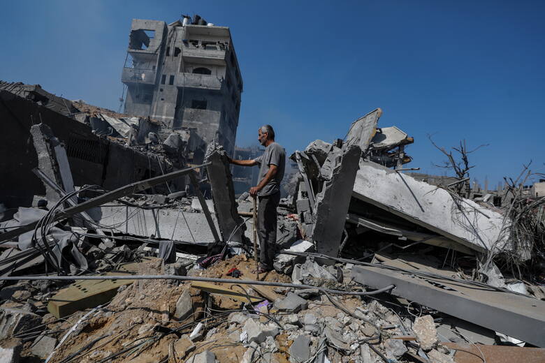 Zburzone budynki w Strefie Gazy