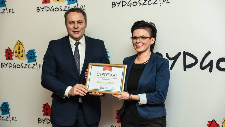 Wręczenie certyfikatów marki Aktywnej Bydgoszczy dla organizatorów imprez.