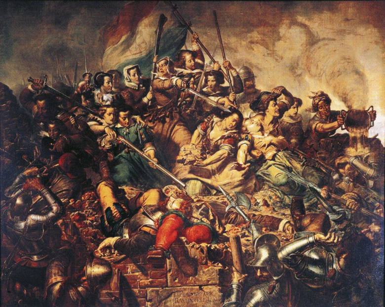 Oblężenie Haarlemu (1572-1573). Hiszpanie, dowodzeni przez syna księcia Alby, zdobyli miasto i dokonali masakry obrońców