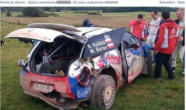 Samochód Roberta Kubicy po wypadku  Fot. Facebook