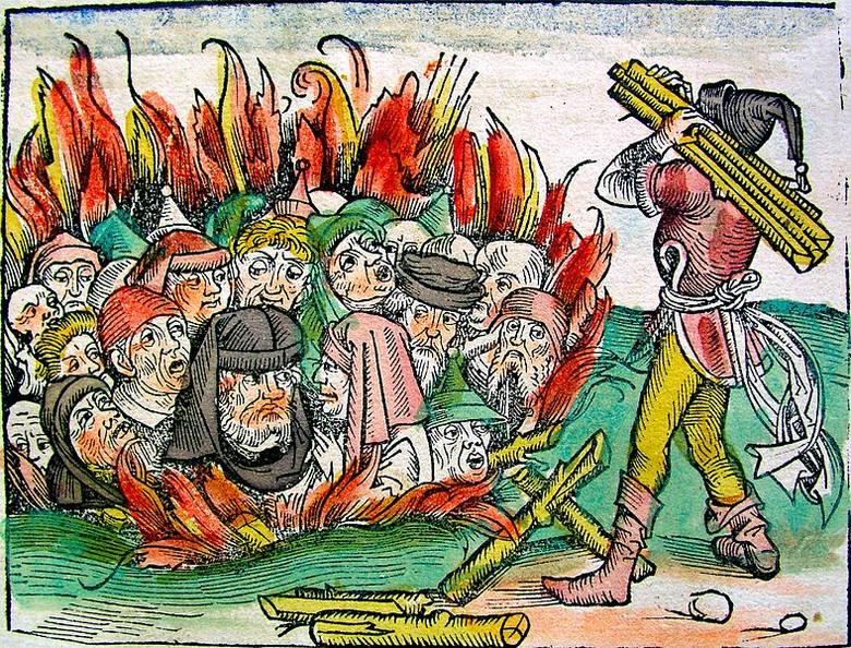 Pogrom Żydów w Bawarii w 1338 r. (rysunek z Kroniki Norymberskiej)