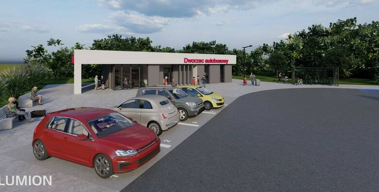 Wizualizacja dworca autobusowego w Kętach po przebudowie. Zmieni się obiekt i jego otoczenie