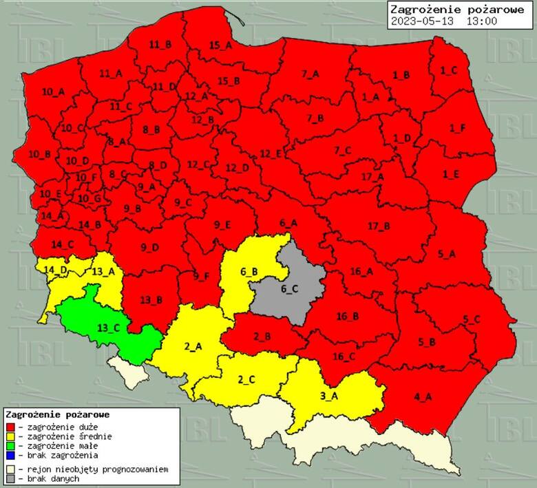 Mapa zagrożenia pożarowego w polskich lasach