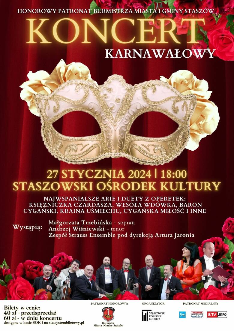 Staszowski Ośrodek Kultury zaprasza na koncert karnawałowy. Zabrzmią najwspanialsze arie i duety z operetek
