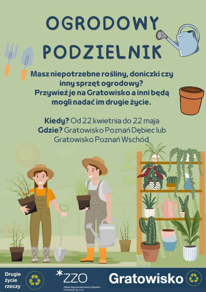 Masz zbędną konewkę, doniczkę czy sadzonkę drzewka? Przynieś na Gratowisko w Poznaniu!