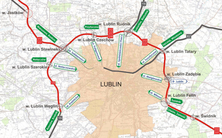 Kierowcy mogą korzystać z 10-kilometrowego fragmentu drogi ekspresowej S19 umożliwiającej ominięcie Lublina po zachodniej stronie. Stanowi też fragment