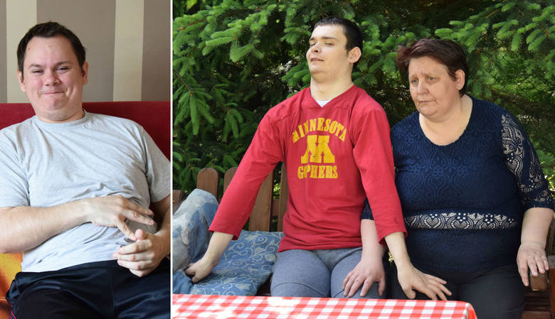 Krystyna Kielar z Jodłowki w gm. Pruchnik ze swoim niepełnosprawnym synem Kamilem mieszkają w fatalnych warunkach.
