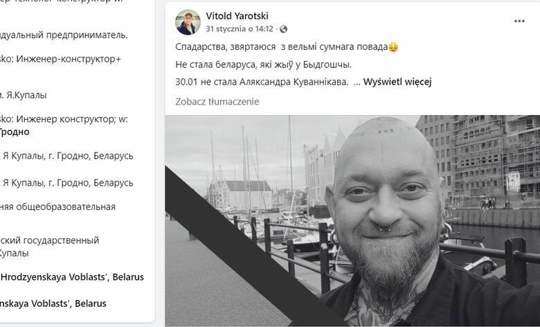 Informacja o śmierci Aleksandra Kuwannikowa pojawiła się w mediach społecznościowych