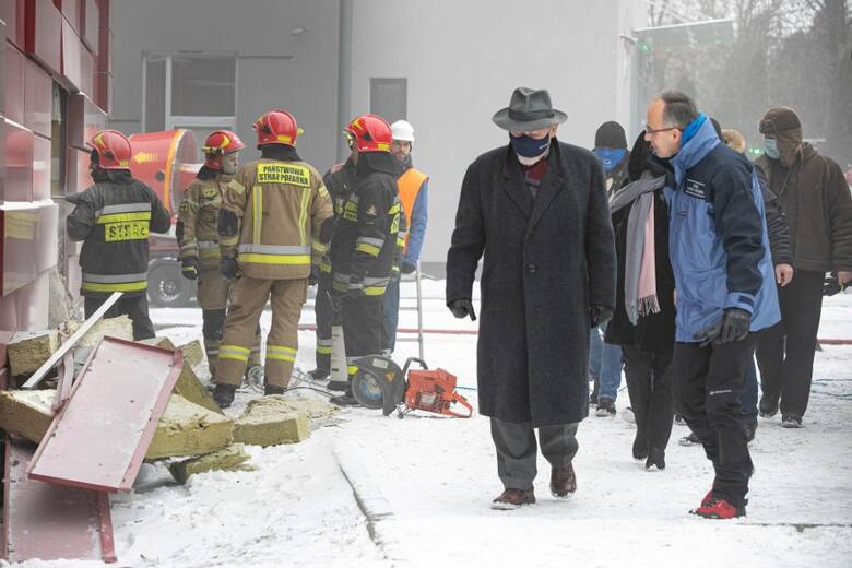 Prezydent Jacek Majchrowski na miejscu pożaru