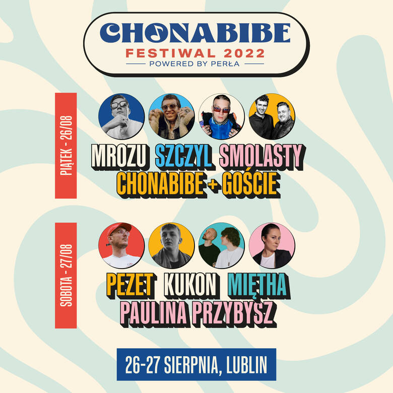 Chonabibe Festiwal 2022. W Lublinie wystąpią m.in.: Smolasty, Pezet, Mrozu i Szczyl 
