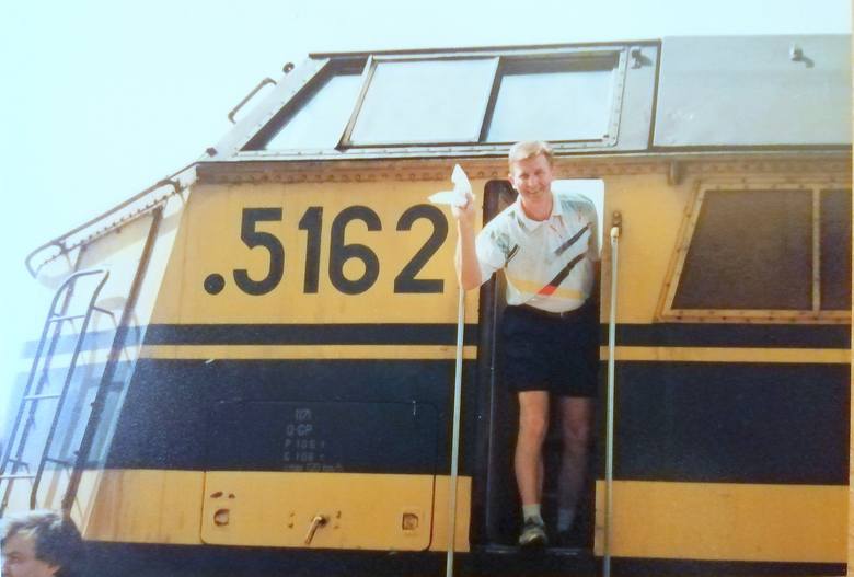 20 czerwca 1997 roku. Antwerpia, Den Dam. Józef Kaźmierczak na terenie lokomotywowni NMBS<br /> 