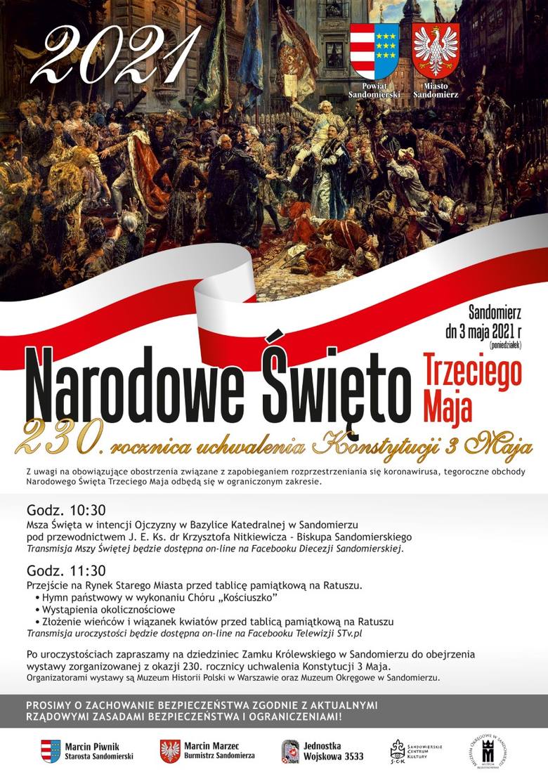 Narodowe Święto Konstytucji 3 Maja w Sandomierzu. Zobacz program obchodów 