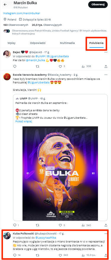 Reprezentacja. Marcin Bułka zareagował na hierarchię bramkarzy w kadrze. Bramkarz polubił post dziennikarza. Bardzo wymowny gest!