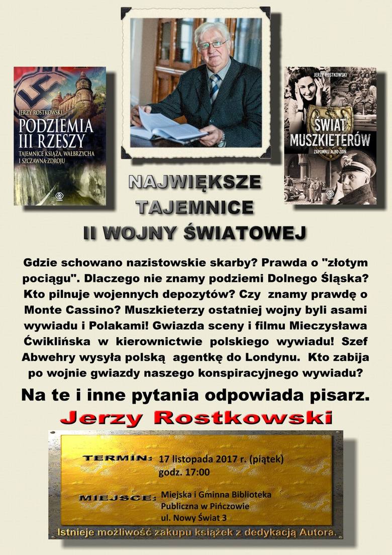 Pisarz Jerzy Rostkowski opowie o tajemnicach II wojny światowej w pińczowskiej bibliotece 