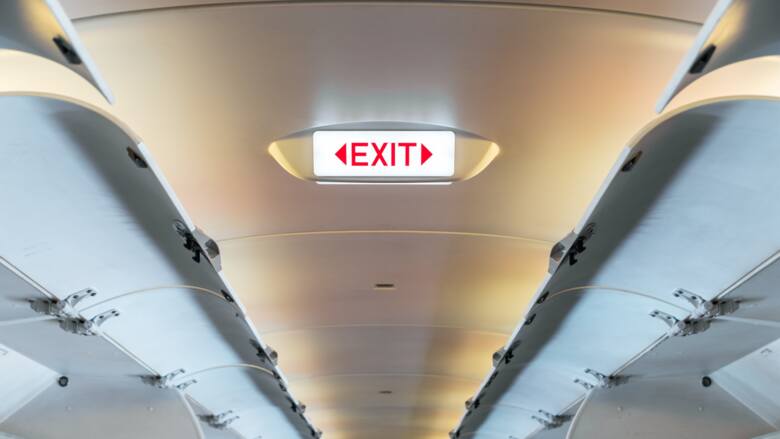Znak wskazujący wyjście w samolocie