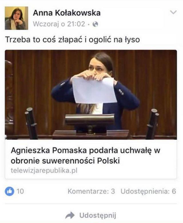 Agnieszka Pomaska złoży zażalenie na postanowienie prokuratury ws. wpisu Anny Kołakowskiej