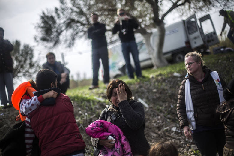 Uchodźcy na wyspie Lesbos.