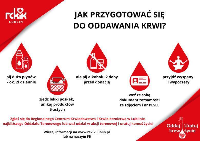Oddaj krew - uratuj życie. Terenowe akcje oddawania krwi w województwie lubelskim [LISTA]
