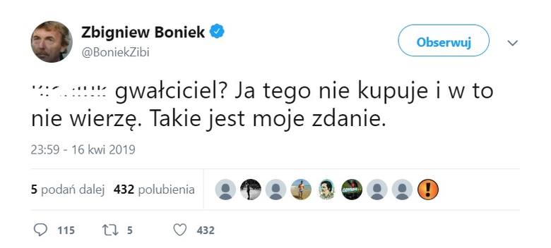 Zbigniew Boniek nie wierzy w winę Jarosława B., byłego piłkarza Lechii Gdańsk