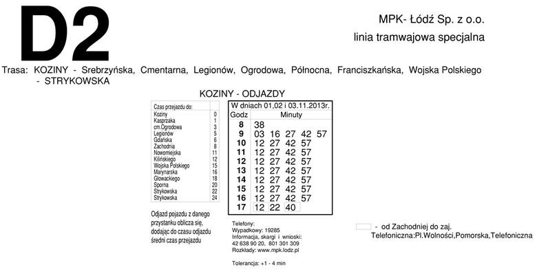 Rozkład jazdy MPK Łódź: nowe linie tramwajowe na Wszystkich Świętych