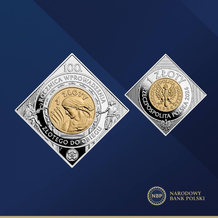 Tak prezentuje się nowa moneta kolekcjonerska „100. rocznica wprowadzenia złotego do obiegu”.