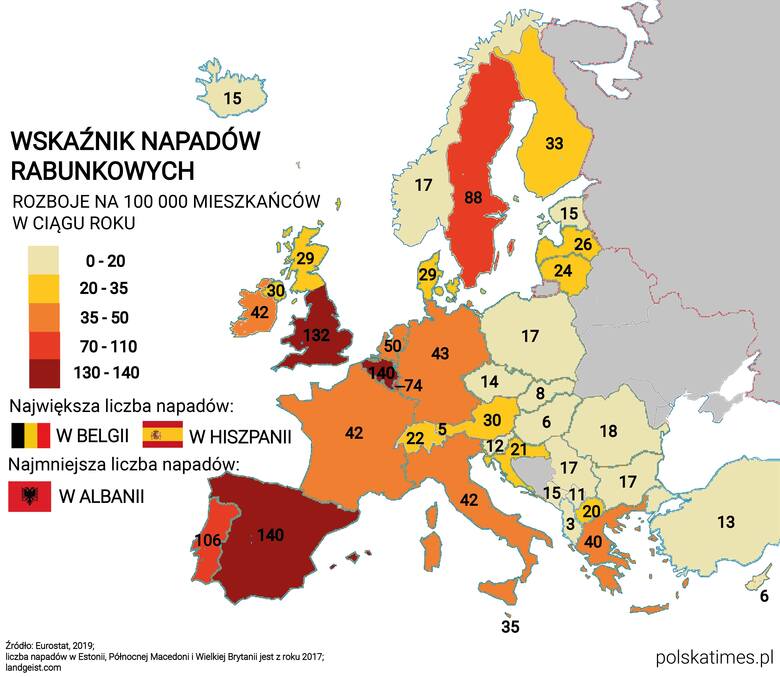 Najbardziej niebezpieczne kraje w Europie. Sprawdź, gdzie ryzyko napaści rabunkowej jest największe