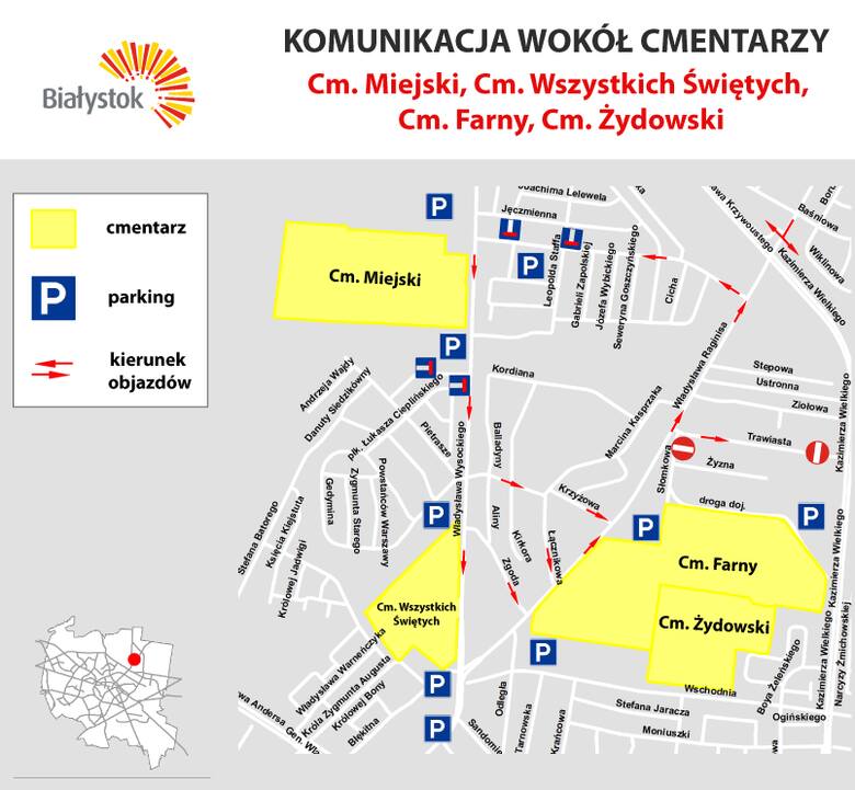 Wszystkich Świętych 2023. Organizacja ruchu wokół cmentarzy w Białymstoku. Zmiany w komunikacji miejskiej