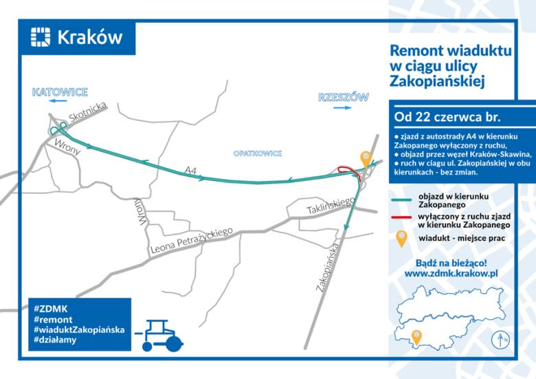 Kraków. Wkrótce rusza remont wiaduktu na zakopiance nad A4, będą utrudnienia i zmiana organizacji ruchu