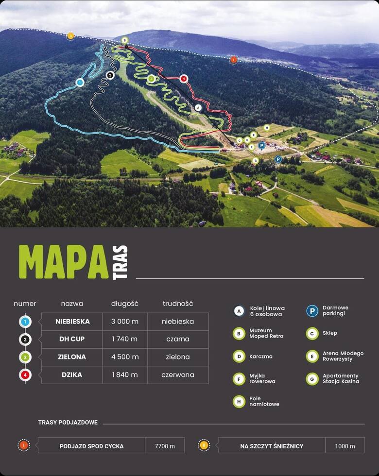 Mapa ośrodka narciarskiego Kasina Ski & Bike Park w Kasinie Wielkiej