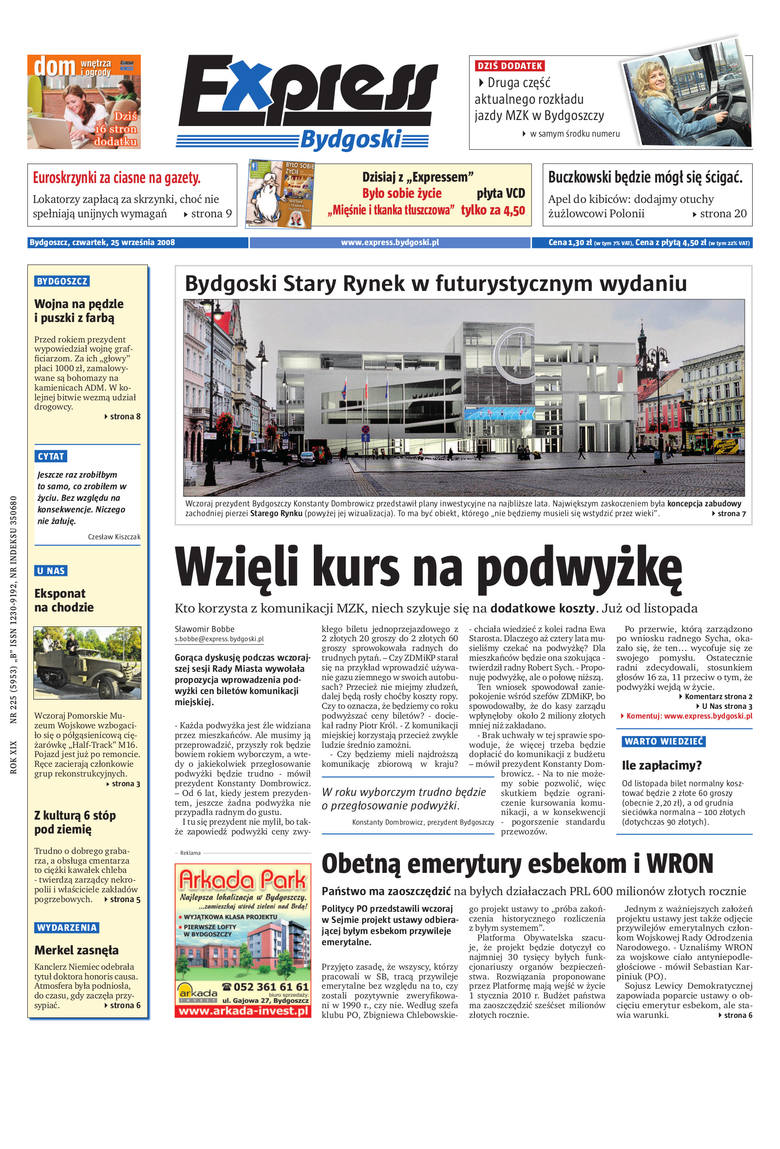 1 strona wydania "Expressu" z 25 września 2008 r.