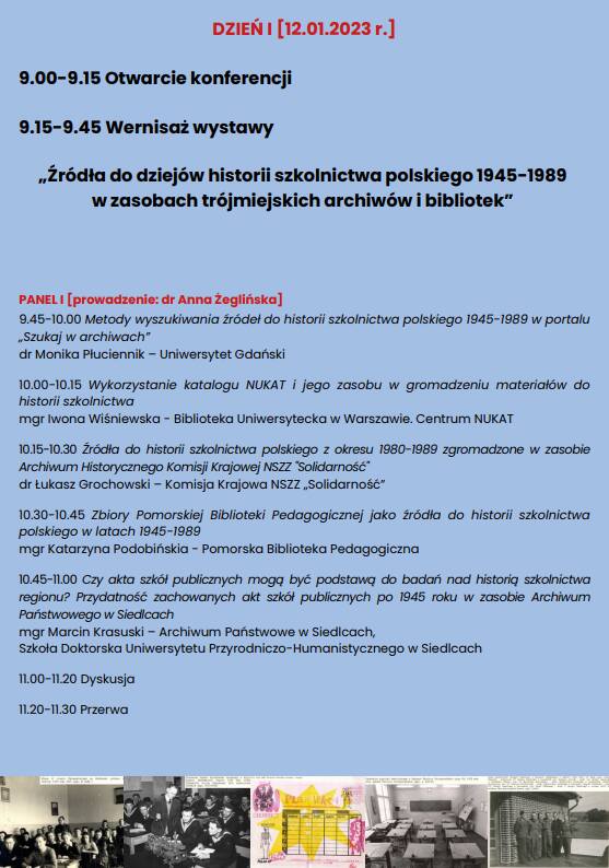 Ogólnopolska konferencja naukowa „Historia szkolnictwa polskiego 1945–1989” – Gdańsk, 12–13 stycznia 2023