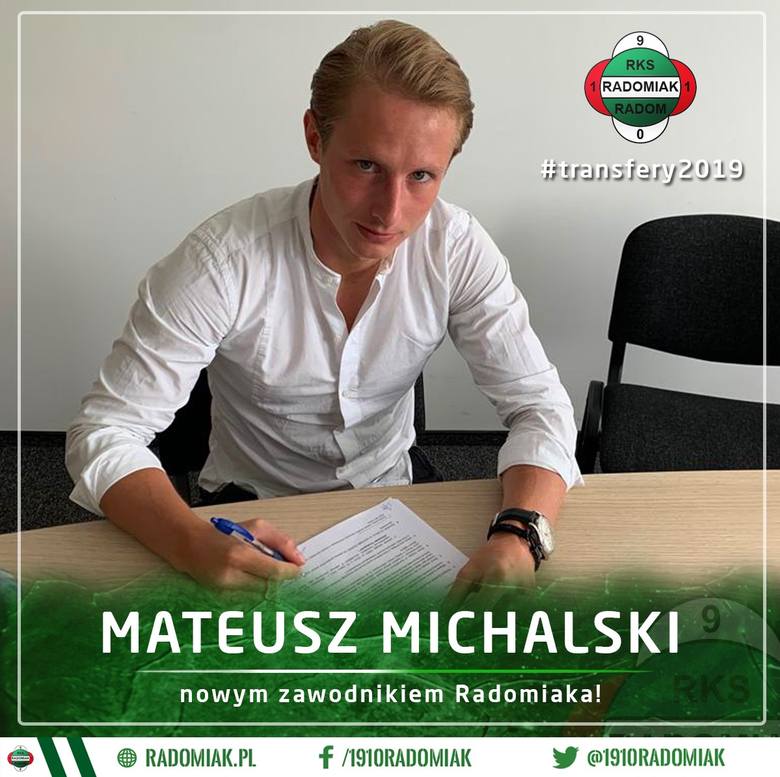 Mateusz Michalski to nowy zawodnik Radomiaka Radom.