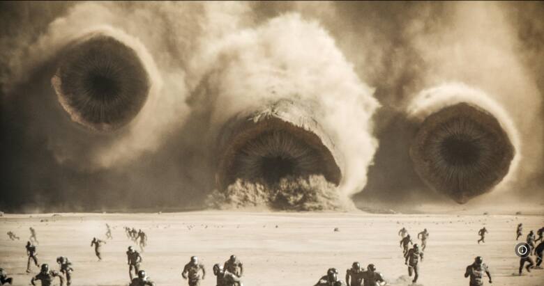 Atak czerwi pustynnych na planecie Arrakis, fotos z filmu Diuna 2