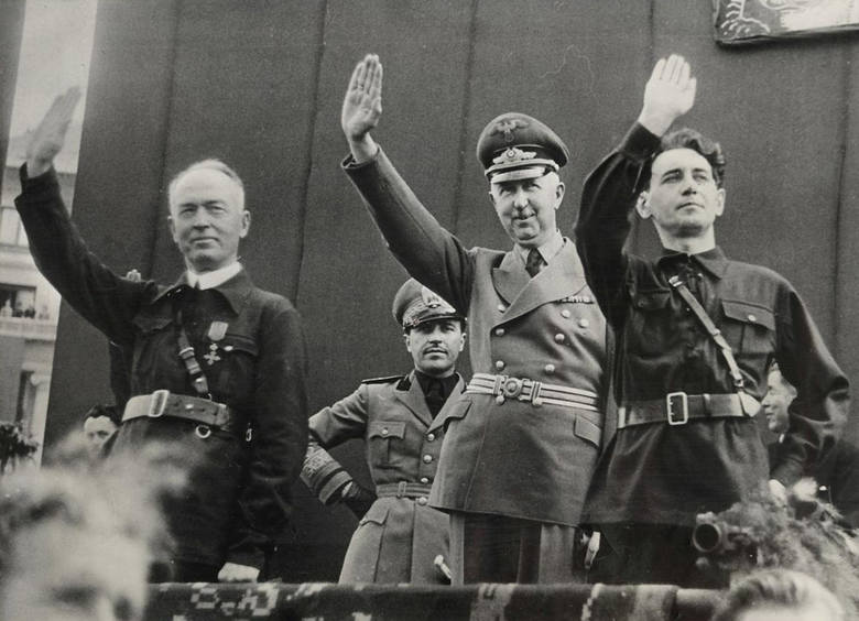 Marszałek Ion Antonescu (po lewej) i przywódca Żelaznej Gwardii Horia Sima w 1940 r.