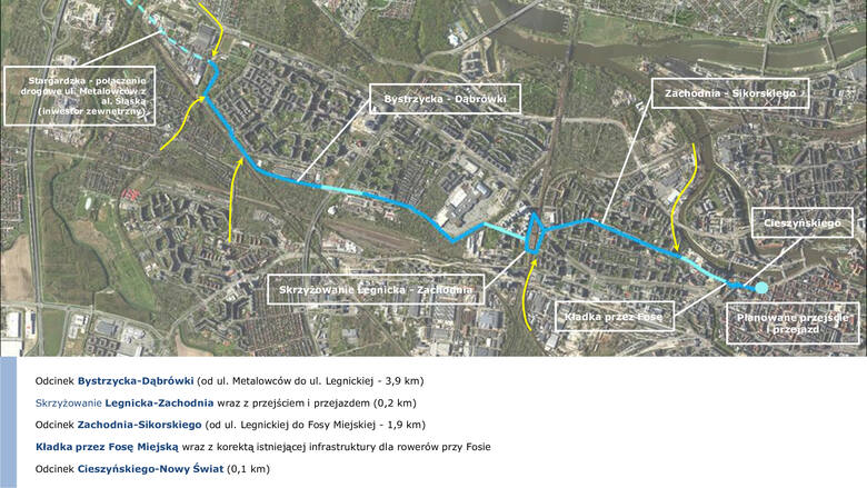Trasa będzie mieć 6 kilometrów i będzie szybszą alternatywą dla ścieżek rowerowych wzdłuż Legnickiej.