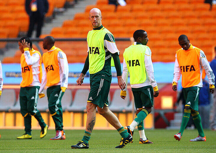 Obrońca Matthew Booth - jedyny białoskóry zawodnik w reprezentacji Republiki Południowej Afryki na początku lat 2000
