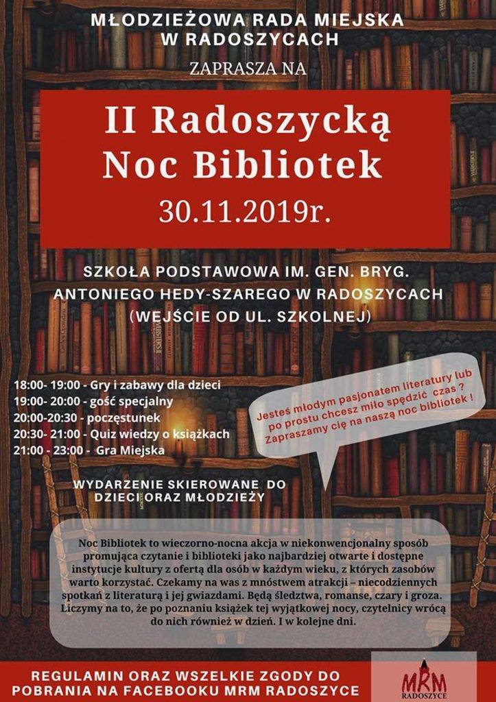 II Noc Bibliotek w Radoszycach już w sobotę 30 listopada                              