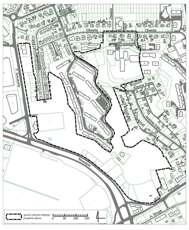Projektu planu Suchanino w rejonie ulic Schuberta i Nowolipie