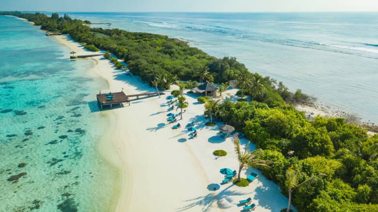 Plaża na Malediwach z lotu ptaka