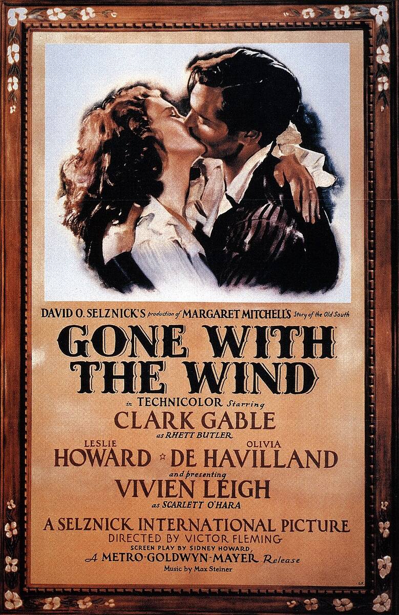 Amerykański plakat "Przeminęło z wiatrem" z 1939 roku.