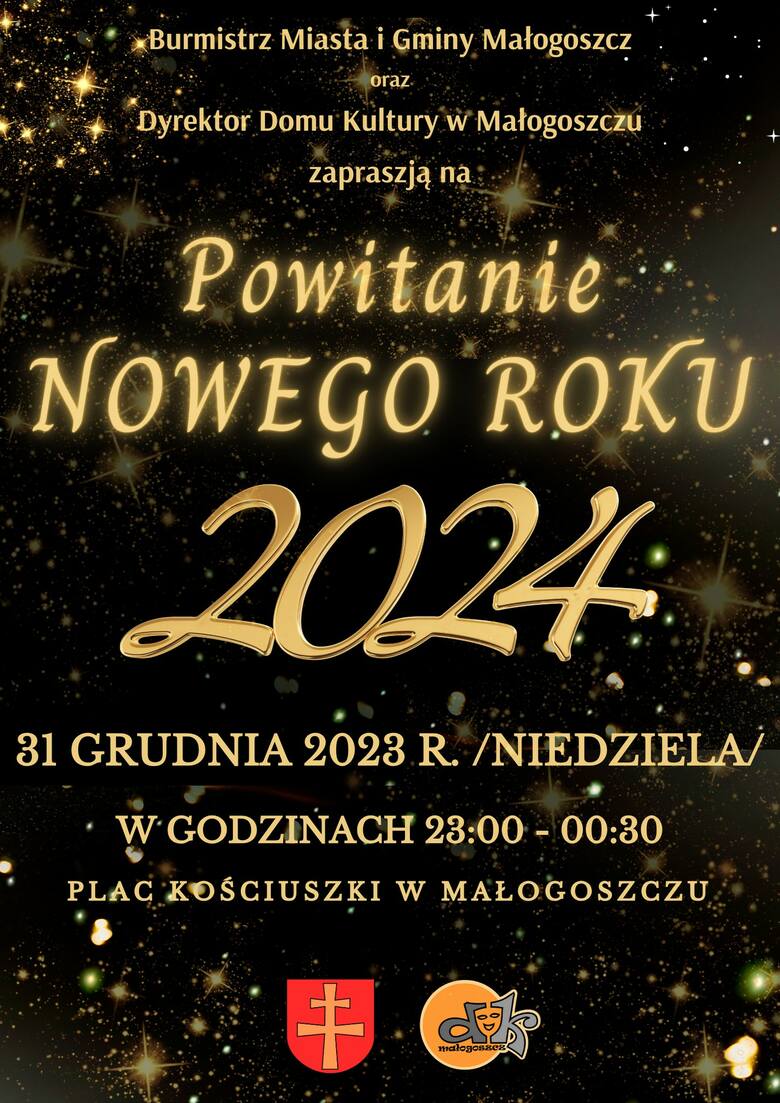 Sylwester pod gwiazdami w Małogoszczu. 2024 rok zostanie powitany na Placu Kościuszki