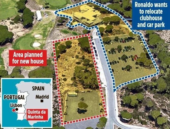 Plan posiadłości Cristiano Ronaldo w Quinta da Marinha z nowym domem portugalskiej gwiazdy i znajdującym się obok klubem golfowym