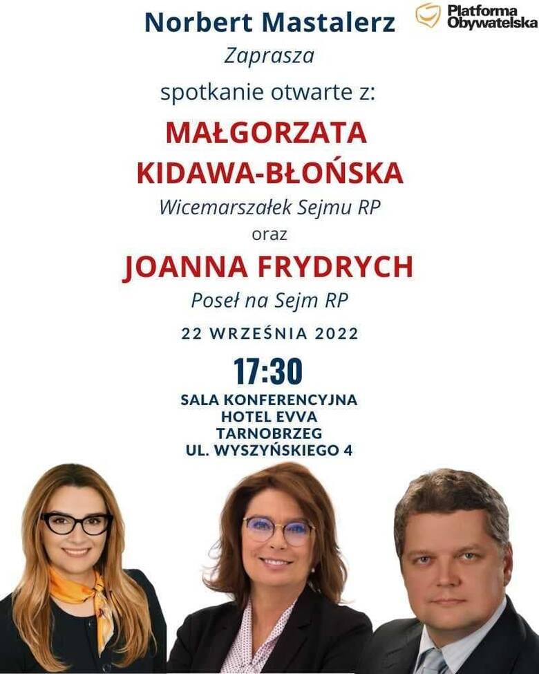 Spotkanie z wicemarszałek Sejmu Małgorzatą Kidawą - Błońską i poseł Joanną Frydrych 22 września w Tarnobrzegu