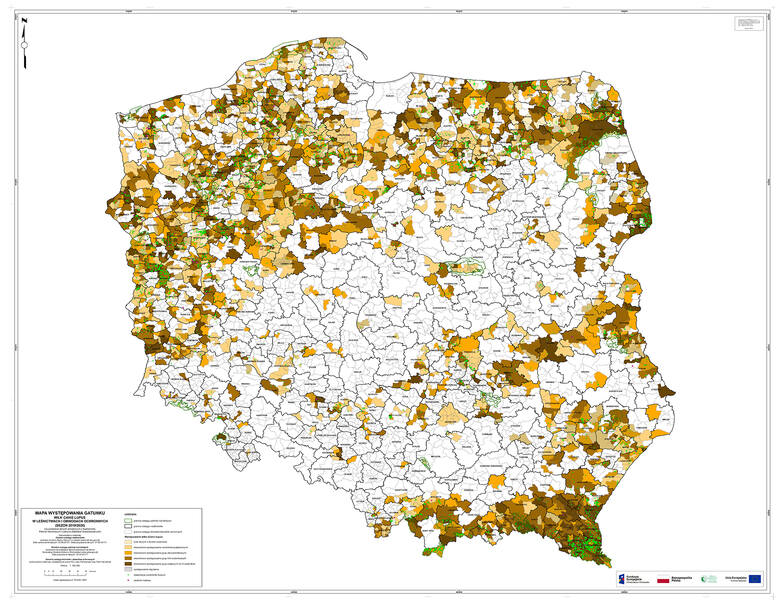 Mapa występowania wilków w Polsce(2019)