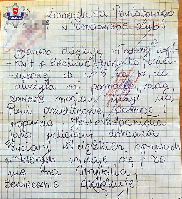 Żona alkoholika we wzruszającym liście dziękuje policjantce z Tomaszowa Lubelskiego za pomoc 