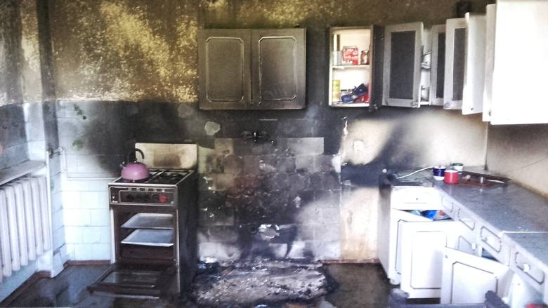 Pożar w kuchni przy ulicy Jasnej w Skierniewicach [ZDJĘCIA]