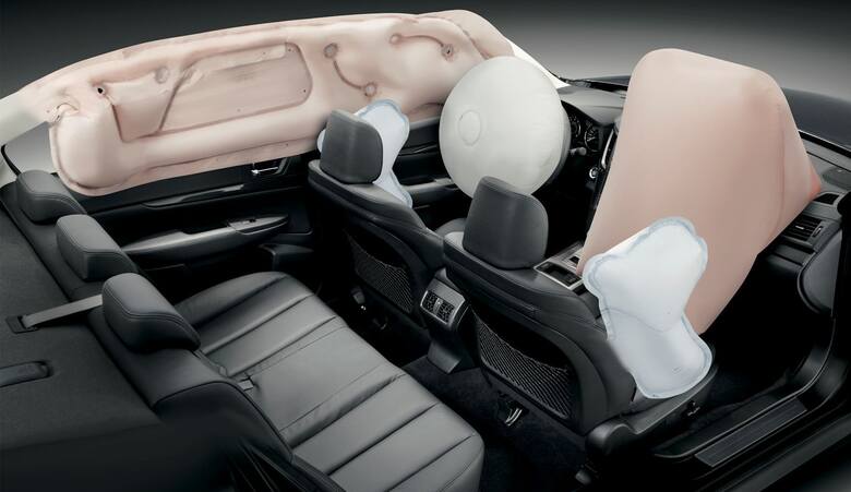 Samochody Subaru standardowo wyposażane są w pełen zestaw poduszek powietrznych (przednie, przednie boczne oraz kurtynowe). Konstrukcja przednich foteli