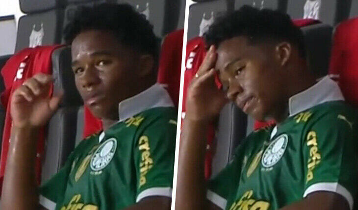 17-letni Endrick płacze na ławce rezerwowych w pierwszym meczu finału stanu Paulista 2024: Santos – Palmeiras (1:0).