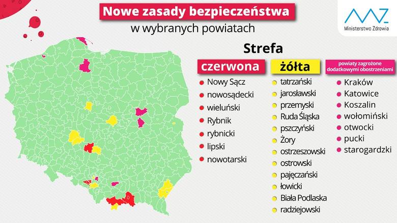 Koronawirus w Polsce. Jest nowa lista powiatów w strefie czerwonej i żółtej. Co ze Słubicami?